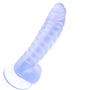 Bebuzzed Dino 8 Ribbed Dildo with Balls Suction Cup Blue