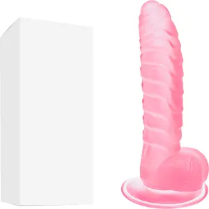 Bebuzzed Dino 8 Ribbed Dildo with Balls Suction Cup Pink
