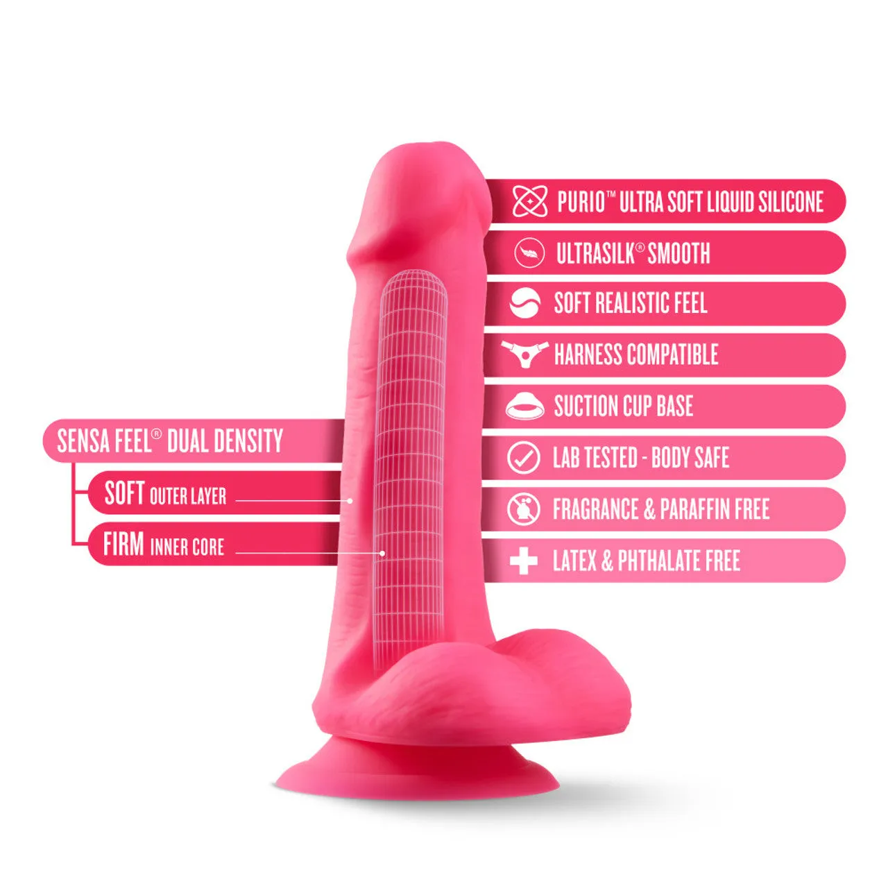 Blush Neo Elite 6 Silicone Dual Density Cock Balls Dildo Neon Dong Sex Toy