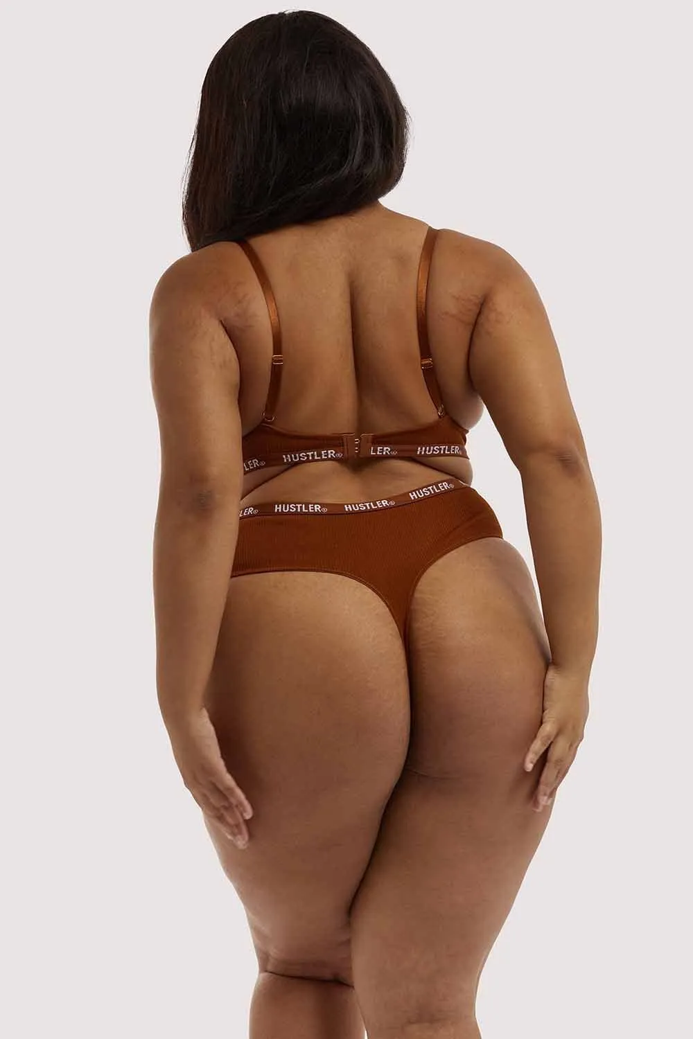 Branded Ribbed Chocolate Bra