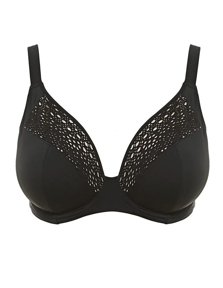 Elomi Women's Indie ES7533 Black Underwire Plunge Bikini Top