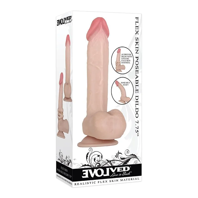 Evolved Flex Skin Realistic Poseable 7.75 in. Dildo With Balls Beige