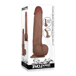 Evolved Flex Skin Realistic Poseable 9 in. Dildo With Balls Tan
