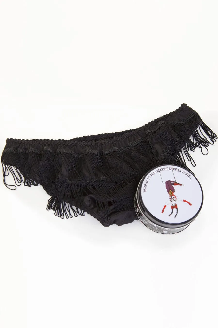 Exotic Circus Tin  Trapeze Girl  Black Tassel Briefs