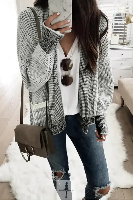 fashionsarah Gray and White Duster Cardigan