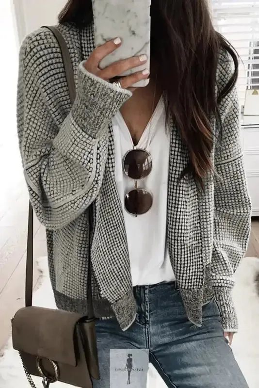 fashionsarah Gray and White Duster Cardigan