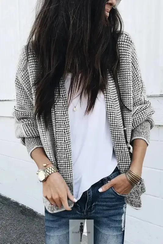 fashionsarah Gray and White Duster Cardigan