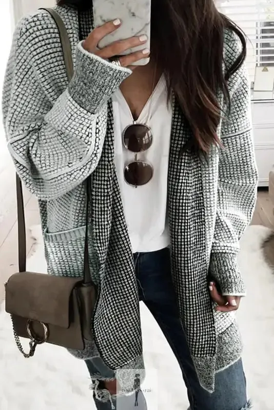 fashionsarah Gray and White Duster Cardigan