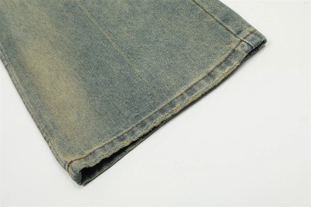 Heavy Industry Washing Hole Denim Trousers Men