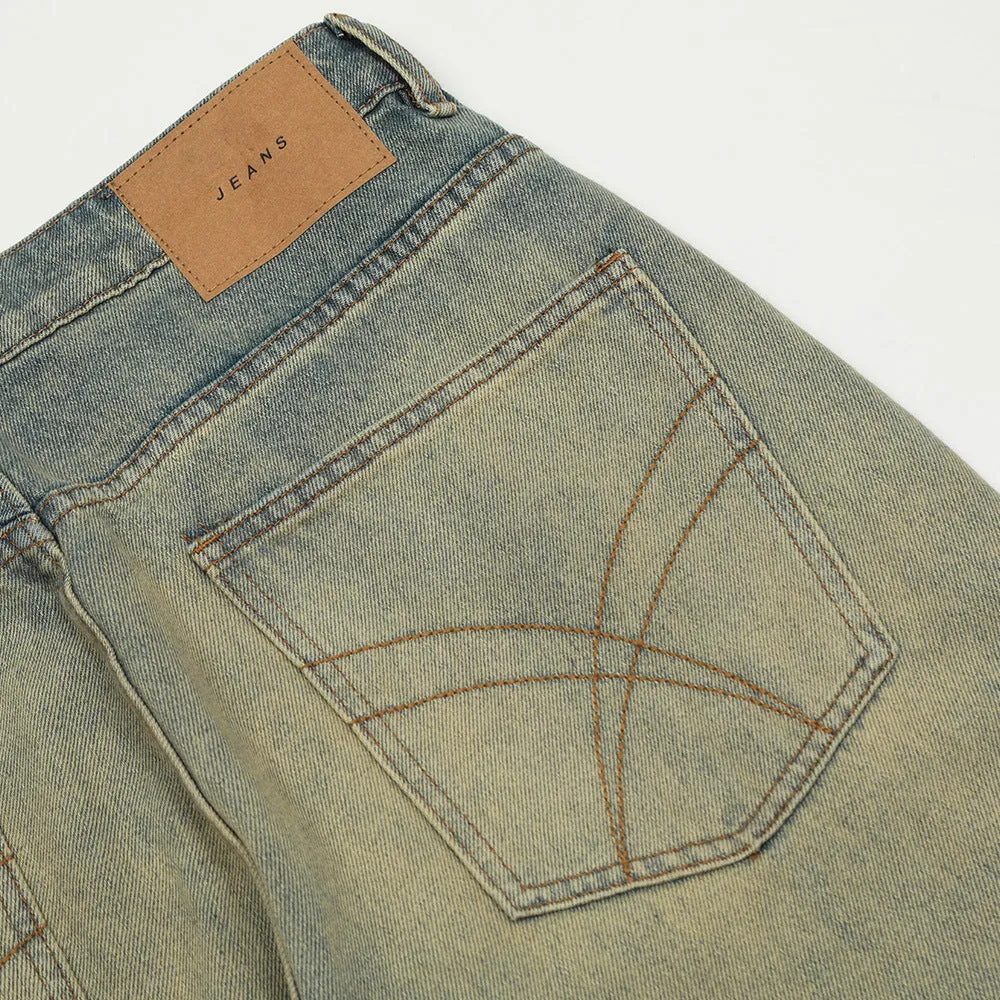 Heavy Industry Washing Hole Denim Trousers Men